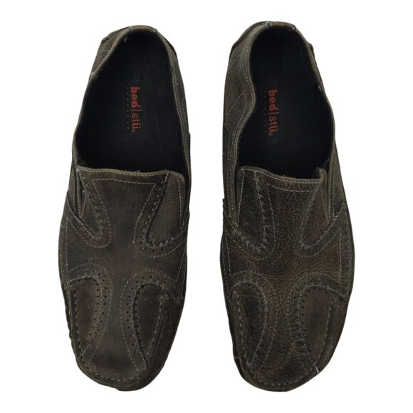 Bed Stu Distressed Leather Stitched Driving Mocs Mens 12 Gray Slip On Loafer - Picture 9 of 16